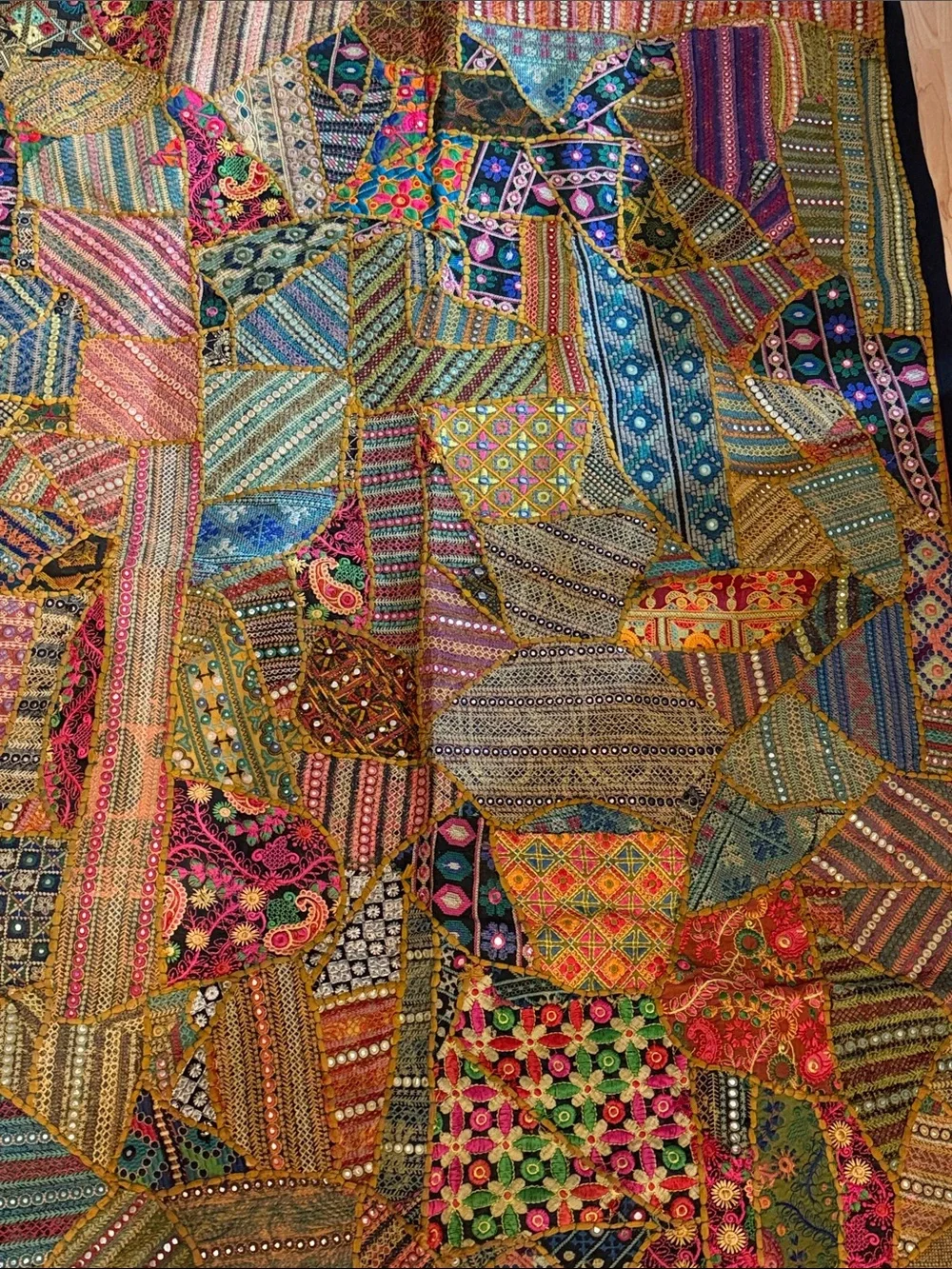 Vintage Indian Patchwork Wall Hanging Tapestry, 3x5, by Karma Highway wall decor